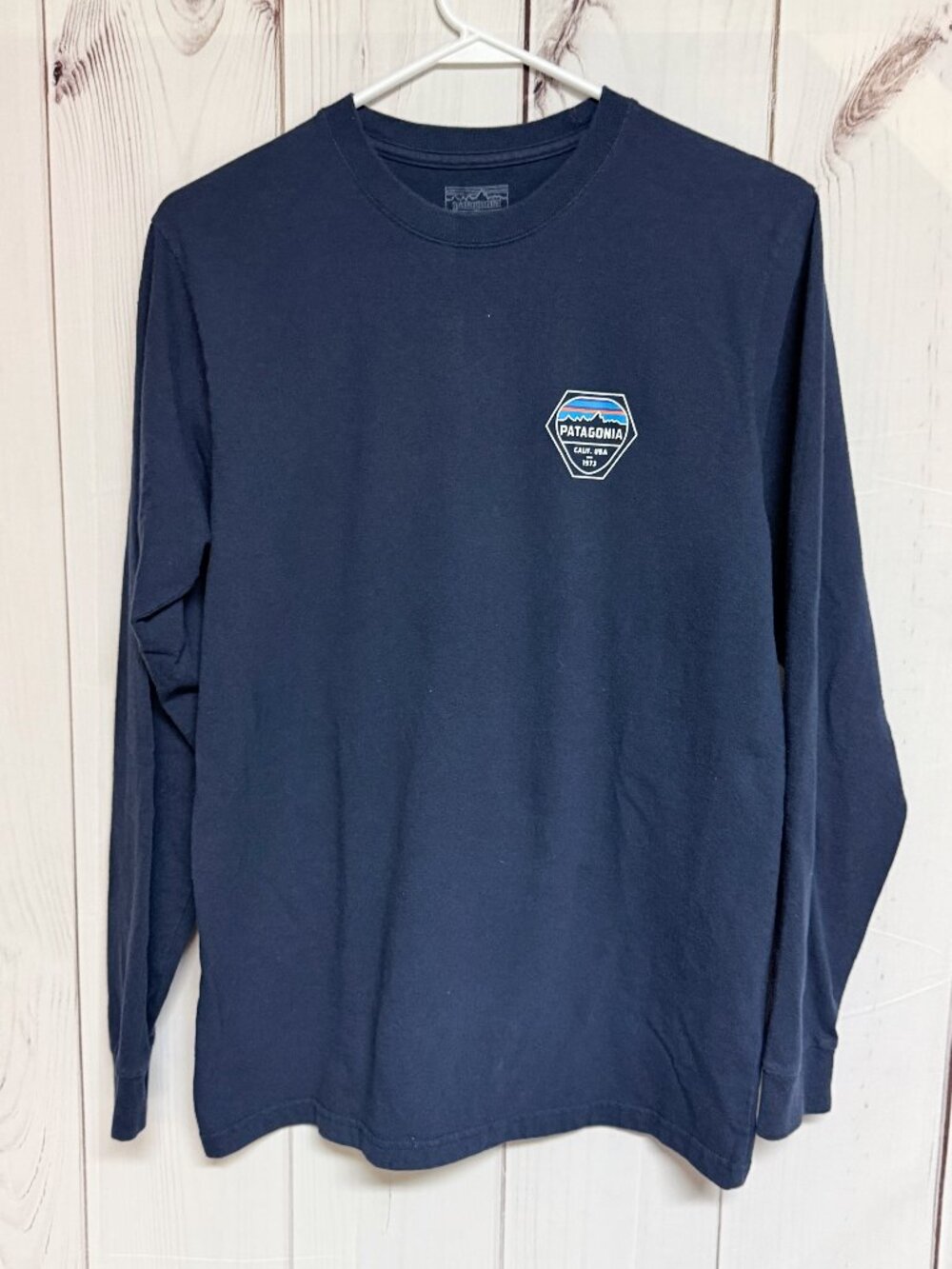 Patagonia‎ Men’s Responsibili-Tee Long Sleeve Medium Navy Logo EUC